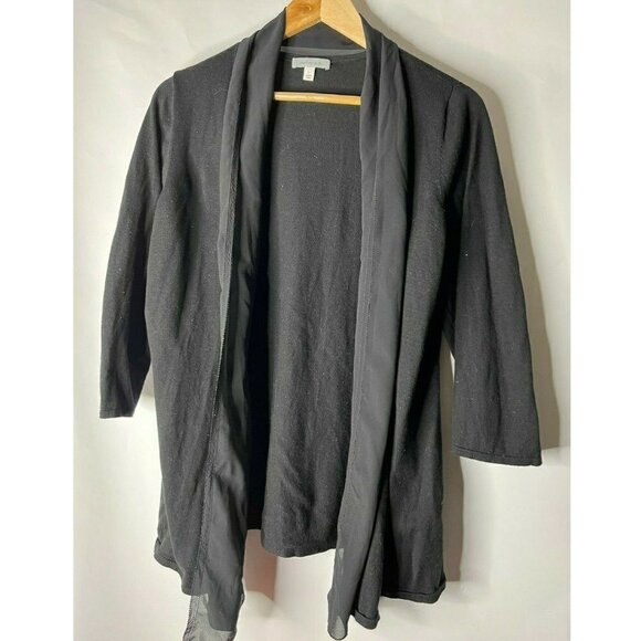 Amber Sun Open Front Cardigan Lace Trim 3/4 Sleeves Black Women’s Size Large L - Picture 1 of 6